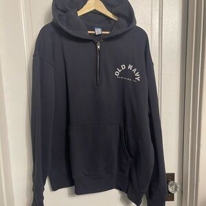 Old Navy ‘94 Reissue Navy 1/4 Zip Pullover Logo Hoodie Unisex Size XL